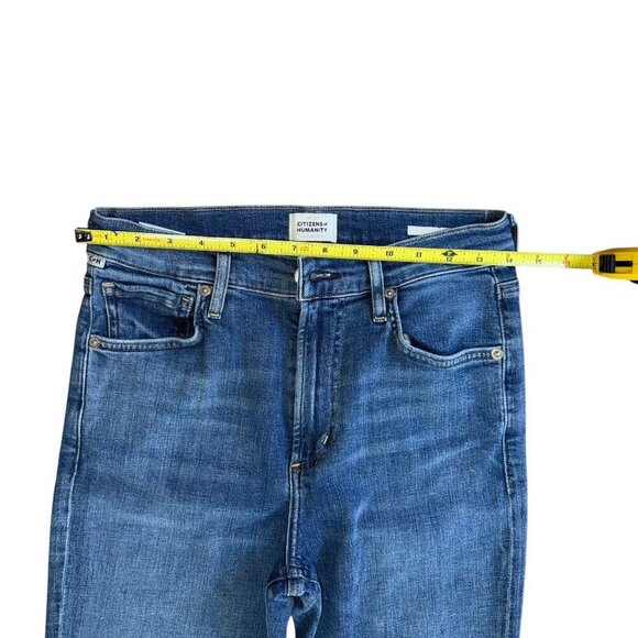 Citizens of Humanity Medium Wash Cropped Flare Jeans Raw Hem Sz 26 - Picture 2 of 8